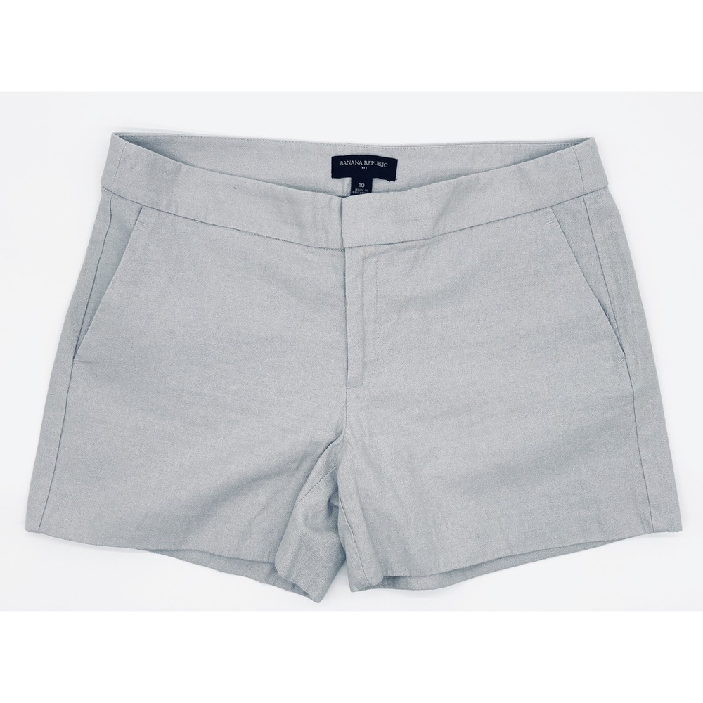 Banana Republic Women's Shorts Size 10 Beige Linen Cotton Lurex Metallic